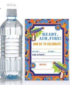 Dart Gun Birthday Party Invitations, 20 5"x7" Fill In Cards with Twenty White Envelopes by AmandaCreation 19 71ki2H52o1L