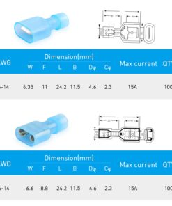 Nilight 200PCS Male Female Fully Insulated Wire Crimp Terminal Nylon Quick Connectors Wiring Spade 16-14 Gauge, 2 Years Warranty 200PCS Crimp Terminals 19 71kiJRsg5NL