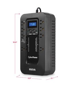 CyberPower EC650LCD Ecologic Battery Backup & Surge Protector UPS System, 650VA/390W, 8 Outlets, ECO Mode, Compact Uninterruptible Power Supply 650VA LCD 20 71kimfTP32L 1