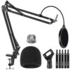 InnoGear Mic Stand for Blue Yeti, Heavy Duty Microphone Stand with Microphone Windscreen and Dual Layered Mic Pop Filter Suspension Boom Scissor Arm Stands for Blue Spark and Other Mics, Medium 31 71kioqjo0DL