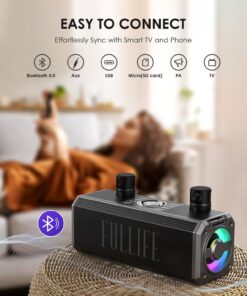 Karaoke Machine for Adults Kids with 2 UHF Wireless Microphones, XIZJ 2023 New Portable Bluetooth Singing PA Speaker System with RGB Lights/Strap, Support AUX-in/USB/TF, an Ideal Gift Black 17 71kjG5AS6ML