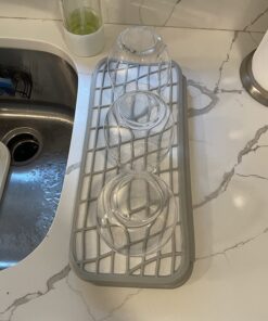 Dorai Home Dish Pad – Collapsible Kitchen Dish Drying Mat – Wrapped in Silicone Webbing to Protect Dishes – Dries Instantly – Modern and Stylish – Minimal Design to Match Any Countertop – Sandstone 28 71kjJA6op4L