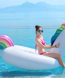 Jasonwell Big Inflatable Unicorn Pool Float Floatie Ride On with Fast Valves Large Rideable Blow Up Summer Beach Swimming Pool Party Lounge Raft Decorations Toys Kids Adults 3XL Rainbow 21 71kjV7Fr8DL