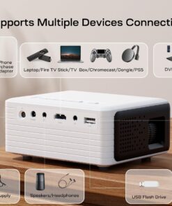 Mini Projector with WiFi Bluetooth, Portable Projector Full HD 1080P Support, YOTON Video Projector for Home Theater, Compatible with PC/Tablet/Fire Stick/iOS and Android Phone Projector white 24 71kjtqVTQKL