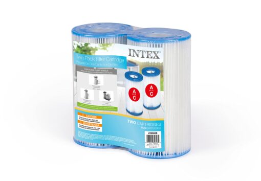 INTEX 29002E Type A Pool Filter Cartridge: For INTEX Filter Pumps – Easy-To-Clean – Dacron Paper – Efficient Filtration – Two Pack