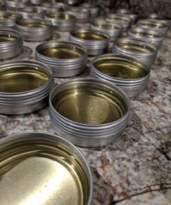Tosnail 24 Pack 2 oz. Aluminum Round Lip Balm Tin Containers with Screw Thread Lid - Great for Spices, Candies, Tea or Gift Giving 36 71klPtTn0rL