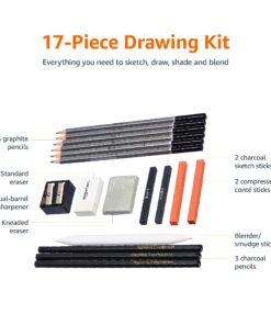 Alternative view of Amazon Basics Sketch and Drawing Art Pencil Kit, 17 Piece Set, Charcoal, Black, White