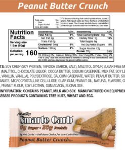 NuGo Smarte Carb Peanut Butter Crunch, 20g Protein, 0g Sugar, 2g Net Carbs, 160 Calories, 12 Count Sugar free Peanut Butter Crunch 9 71knwWy2hL