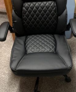 BestEra Office Chair, Executive Leather Chair Home Office Desk Chairs, Ergonomic Computer Desk Chair with Adjustable Flip-Up Arms, Lumber Support Swivel Task Chair with Rocking Function (Black) Black 37 71kp0bxB2DL