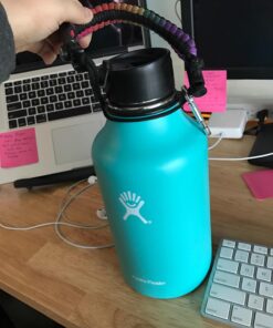 WaterFit Paracord Handle - Paracord Carrier Survival Strap Cord with Safety Ring and Carabiner Compatible with Hydro Flask Wide Mouth Water Bottles 12oz - 64 oz Rainbow/Compass 21 71kp2JtSOlL