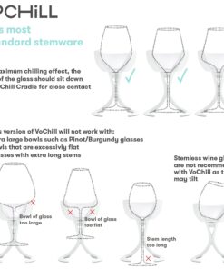 VoChill Stemmed Wine Glass Chiller | Smart & stylish | Radically cool wine tool – keeps wine perfectly chilled in your glass | Refreezable Chill Cradle actively chills (Quartz, Single VoChill) Stemmed Single Quartz 14 71kpNofH1L