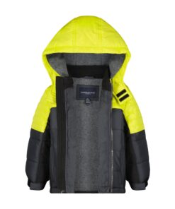 London Fog Boys' Big Active Puffer Jacket Winter Coat 10-12 Lime/Black 6 71kpTTMetaL