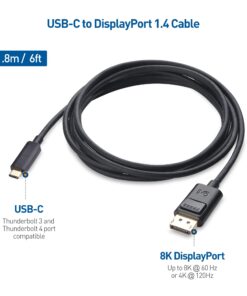 Cable Matters 32.4Gbps USB C to DisplayPort 1.4 Cable 6 ft, Support 8K 60Hz / 4K 144Hz (USB-C to DisplayPort, USB C to DP Cable) in Black - Thunderbolt 4 / USB4 Compatible with iPhone 15, MacBook, XPS 22 71kpqklk5NL