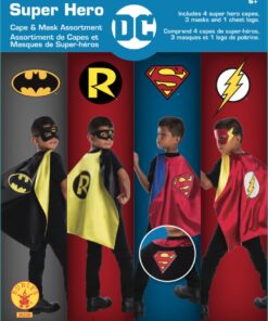 Rubie's Super Hero Cape Set Officially licensed DC Comics Assortment 4 Capes, 3 Masks, and 1 Chest Piece, Black, Yellow and Red,One Size (Amazon Exclusive) Boys 13 71kqyf8DHfL
