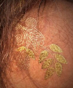 Terra Tattoos Gold Metallic Temporary Tats 75+ Boho Henna Designs Feathers, Tribal, Elephants - Waterproof Nontoxic Long Lasting Perfect for Beach, Festivals, & more! 18 71krDjuL5IL