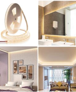 ALITOVE LED Strip Lights Warm White Waterproof 32.8ft 1200 LEDs 2835 SMD 24V DC 3500K Outdoor LED Flexible Ribbon for Kitchen Bedroom Garden Under-cabinet Backyard Hallways(No Power Supply & Adhesive) SMD 10M IP67 22 71krVJph4vL