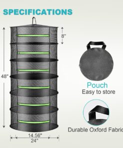 Alternative view of HYDGOOHO 6 Layer Herb Drying Rack Net Mesh with Green Zippers,Bonus Hook Drying Rack Herbs for Hydroponics Plant Bud Seed, Mesh Hanging Plant Dry,Herb Dry Net for Garden (Zipper Type) Zipper Type