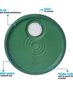 Hudson Exchange Lid with Spout and Gasket for 3.5, 5, 6, and 7 gal Buckets, HDPE, Green 1 Pack 8 71ksLYijIQL