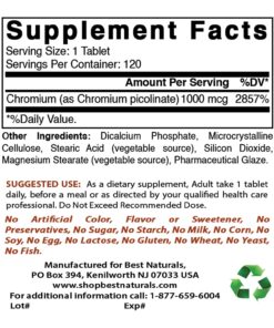 Alternative view of Best Naturals Chromium Picolinate 1000 mcg 120 Tablets