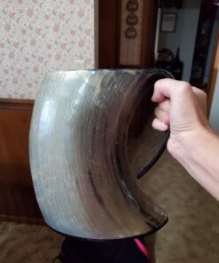 AleHorn Original Handcrafted Authentic Viking Drinking Horn Tankard for Beer Mead Ale - Genuine Medieval Inspired Stein Mug Food Safe Vessel with Handle (XXL - 30oz, Durable Resin Base) XXL - 30oz 28 71kuGIvpOaL