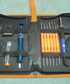 Sywon Full Set 60W 110V Electric Soldering Iron Kit with Adjustable Temperature Welding Iron, 5pcs Tips, Desoldering Pump, 2pcs Tweezers, Tin Wire Tube, Stand and 6pcs Aid Tools in PU Carry Bag 41 71kv3fLxfPL