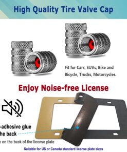 YoUoY Stainless Steel License Plate Frame- 2 Pack License Plate Holder, with Screws, Chrome Caps, Heavy Duty Rustproof Metal Front Rear Car Tag Cover Stainless Steel Frame- 4 Holes 17 71kwUSh2veL