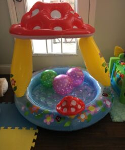 INTEX 57114EP Mushroom Baby Pool: Built-In Mushroom Shade – Soft Inflatable Floor – Durable Vinyl – Ages 1-3 – 40" x 35" 27 71kwY6YbulL