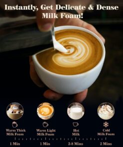 Nuovoware 4-in-1 Milk Frother and Steamer with Temperature Control Dispaly Screen, Electric Automatic Frother for Hot Chocolate Milk, Cappuccinos, Latte, Macchiato, Black 19 71kwdkgE3L