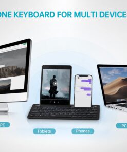 Rapoo XK100 Multi-Device Bluetooth Keyboard, Rechargeable Noiseless Portable Wireless Keyboard Connect to 3 Devices for Tablet Cellphone PC Smart TV, Compatible with Windows 7/8/10/XP Vista Linux Mac 13 71kwiqGO4KL