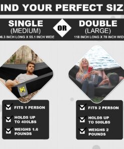 SZHLUX Camping Hammock Single Portable Hammocks with 2 Tree Straps and Attached Carry Bag 9 71kxBAcYHlL