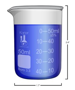 50ml Beaker, Low Form Griffin, Borosilicate 3.3 Glass, Spout, Karter Scientific (Pack of 12) 50ml Pack of 12 11 71kxUv0TWdL