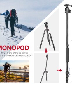 Neewer Carbon Fiber 66 inches/168 centimeters Camera Tripod Monopod with 360 Degree Ball Head,1/4 inch Quick Shoe Plate,Bag for DSLR Camera,Video Camcorder,Load up to 26.5 pounds/12 kilograms 87 71kxc13s1kL