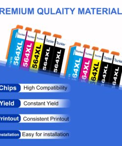 Alternative view of Tounker 564XL Ink Cartridges 10 Packs Compatible Replacement for HP 564XL 564 XL Ink Cartridge for Hp DeskJet 3520 3522 Officejet 4620 Photosmart 5520 6510 6515 6520 7520 7525 Printer (4B/2C/2M/2Y)