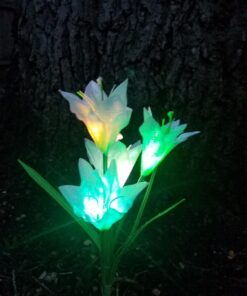 Outdoor Solar Garden Stake Lights - Doingart 2 Pack Solar Powered Lights with 8 Lily Flower, Multi-Color Changing LED Solar Decorative Lights for Garden, Patio, Backyard (Purple and White) Purple & White 21 71kzU0MbkCL