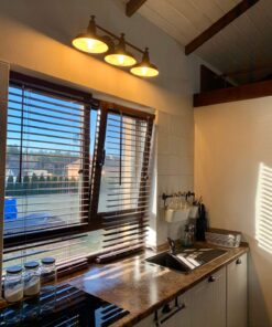 Design House 520320 Kimball Industrial Farmhouse 3-Light Indoor Bathroom Vanity Light with Metal Shades for Over the Mirror, Coffee Bronze 54 71l 6VEvj8L