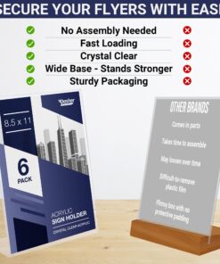 Alternative view of Acrylic Sign Holder 8.5 x 11, Slant Back Acrylic Display Stands, A Frame Flyer Holder for Office, Paper Stand Menu Holder, Table Sign Holders, Sign Holder Stand, Acrylic Stands for Display (6 Pack) 6 Pack
