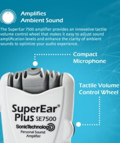 SuperEar Plus SE7500 Personal Sound Amplifier (PSAP), Pocket Sound Amplifier, Headphones & Discreet Earbuds w/Auto Shut off & Case, On/Off Volume Control for Adults, Audiologists, Seniors 11 71l ioJ0f5L