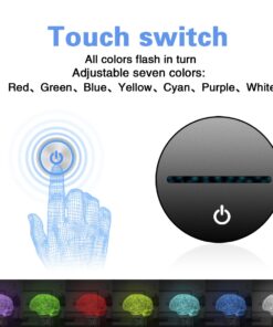 Elstey Brain 3D Night Light Table Desk Lamp, 7 Colors Optical Illusion Touch Control Lights with Acrylic Flat & ABS Base & USB Cable for Christmas Gift 15 71l0 yF7WgL