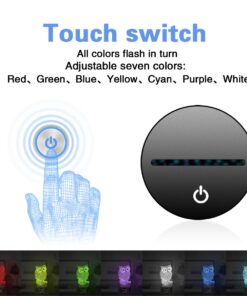 Elstey Owl 3D Illusion Lamp, 7 Color Changing Touch Table Desk LED Night Light Great Kids Gifts Home Decoration 17 71l08XvC2L