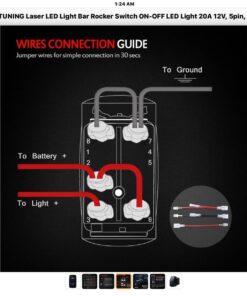 MICTUNING MIC-LSB1 Laser LED Light Bar Rocker Switch ON-Off LED Light 20A 12V, 5pin, Blue 36 71l0YLufnuL