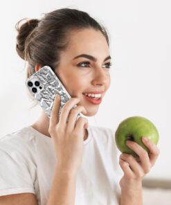 Anuck for iPhone 13 Pro Max Case, Cute Luxury Shiny Tin Foil Pleated Design for Women Girls Sparkly Electroplated Phone Case Slim Fit Flexible Soft TPU Shockproof Protective Case Cover 6.7", Silver 11 71l1o5Q7hcL