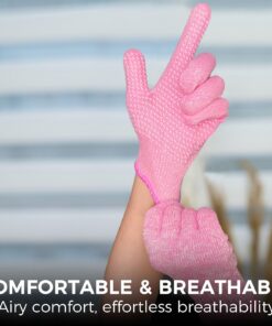 Evridwear 2 Colors 2 Pairs Combo Level 5 Cut Resistant Gloves with Strong Silicone Grip Dots Kitchen Meat cutting Fish Fillet Shucking and Mandolin Slicing Free E-book (S, Pink+Gray) Small (Pack of 4) 17 71l20pj598L