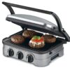 Cuisinart 5-in-1 Function Contact Counter-top Grill Panini Press Griddler Gourmet Silver with Black Handle & Dials 3 71l3FtrTfkL