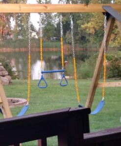 Jungle Gym Kingdom Swing Sets for Backyard, Monkey Bars & Swingset Accessories - Set Includes 18" Trapeze Swing Bar & 48" Heavy Duty Chain with Locking Carabiners - Outdoor Play Equipment (Blue) Blue 23 71l3OA8OHtL