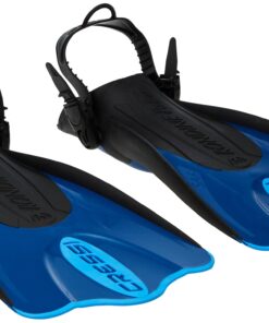 Short Adjustable Fins - Snorkeling Versatile Open Heel to use also Barefoot - PALAU SAF made in Italy by Cressi: quality since 1946 X-Small/Small blue 7 71l4Aed4TL