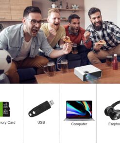 Movie Projector, SMONET 1080P HD Projector 7500L Home Projector Video TV Projector Mini Portable LED Projector Outdoor Indoor Wall Compatibale with TV Stick Laptops PC PS5 HDMI USB A-White 32 71l4Cwu1i L