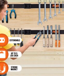12" Magnetic Tool Holder Strip - A Tool Magnet Bar for Garage Organization, Shop Organization, and Workbench Accessories - Best Gift for Men - Easy To Install in Workshop - Mounting Screws Included. 4 24 71l4wRPK1hL
