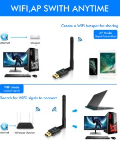EDUP AC600M USB WiFi Adapter for PC, Wireless USB Network Adapters Dual Band 2.4G/5.8Ghz Wi-Fi Dongle with Antenna for Laptop Desktop Compatible Windows 10/11/8.1/8/7/XP/Vista/Mac OS X 10.6~10.15.3 26 71l63t2nQ2L