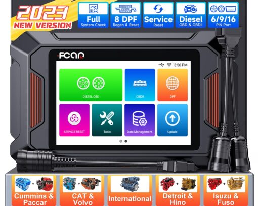 FCAR F802 Plus Heavy Duty Truck Scanner DPF Regen Tool Fit for Cummins Detroit Caterpillar International Volvo Paccar All System Diesel Diagnostic Scan Tool Truck & Car 2in1 Code Reader with Oil Reset F802 Heavy Duty Truck Scanner