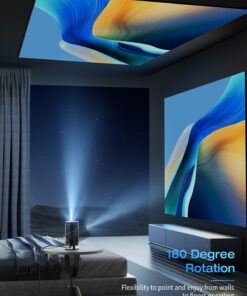 CLOKOWE 4K Mini Projector with WiFi and Bluetooth, 180° Rotation & Auto Keystone, Full HD 1080P Supported, Portable HY300 Outdoor Movie Projector, Compatible with TV Stick/Windows/iOS/Android/HDMI/USB T08 15 71l9NxBfieL